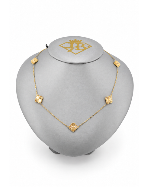 10K Five Clover Women’s Necklace Yellow Gold 1.4mm Adjustable 16–18 Inch